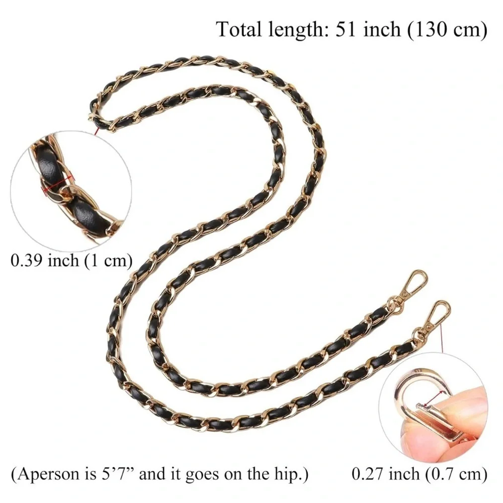Strap Chanel Style Chain - Faux Leather - Replacement for Crossbody Shoulder Bag - Picture 3 of 8
